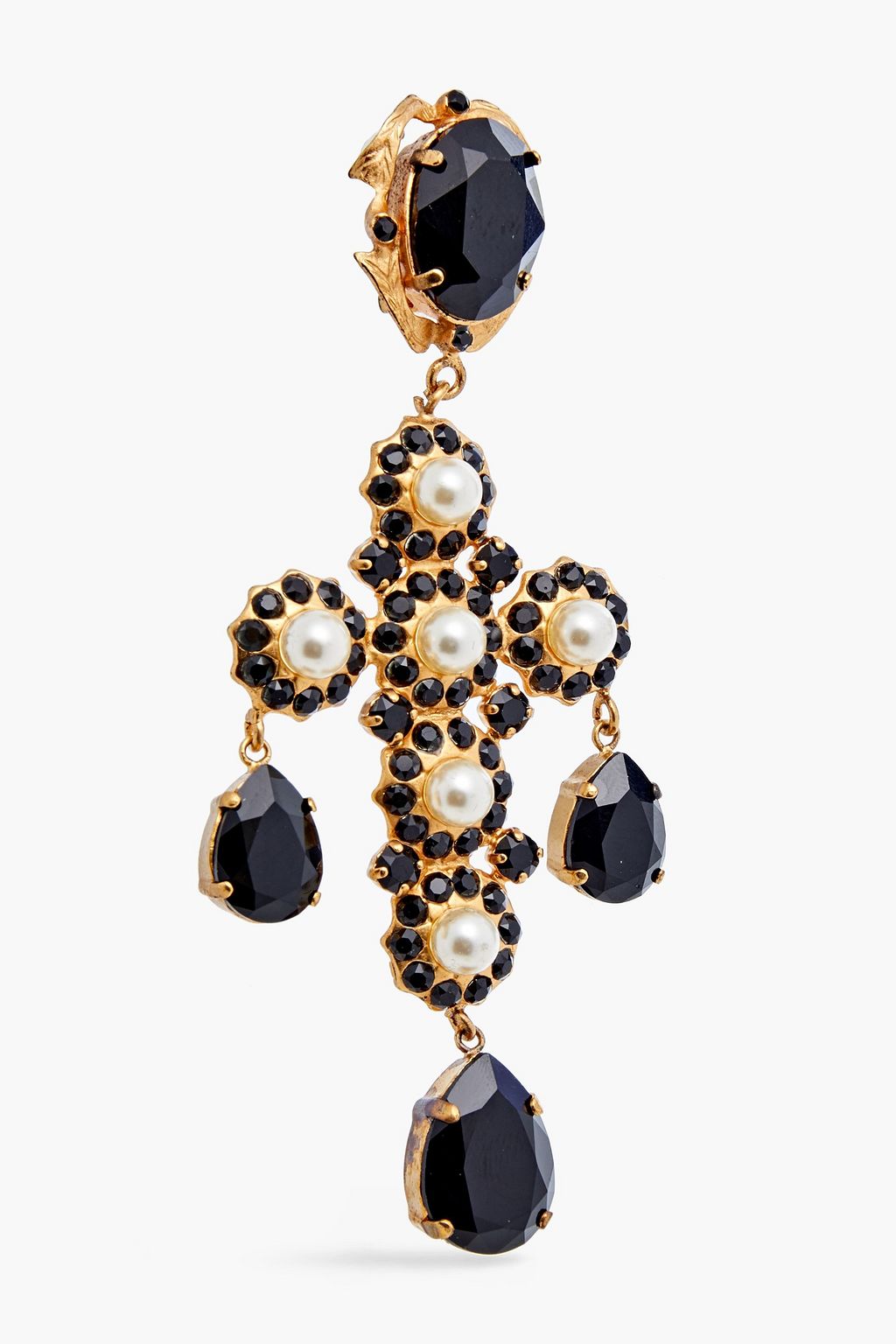 DOLCE&GABBANA Gold-tone, crystal and faux pearl clip earrings