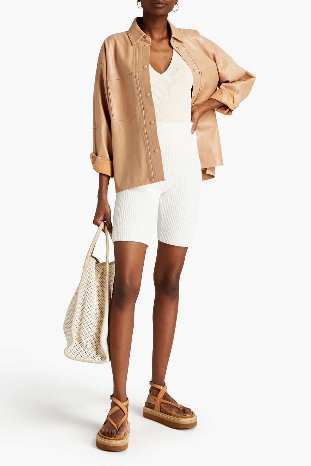 RAG & BONE オーガニックコットン混 ショートパンツ リブ編み
