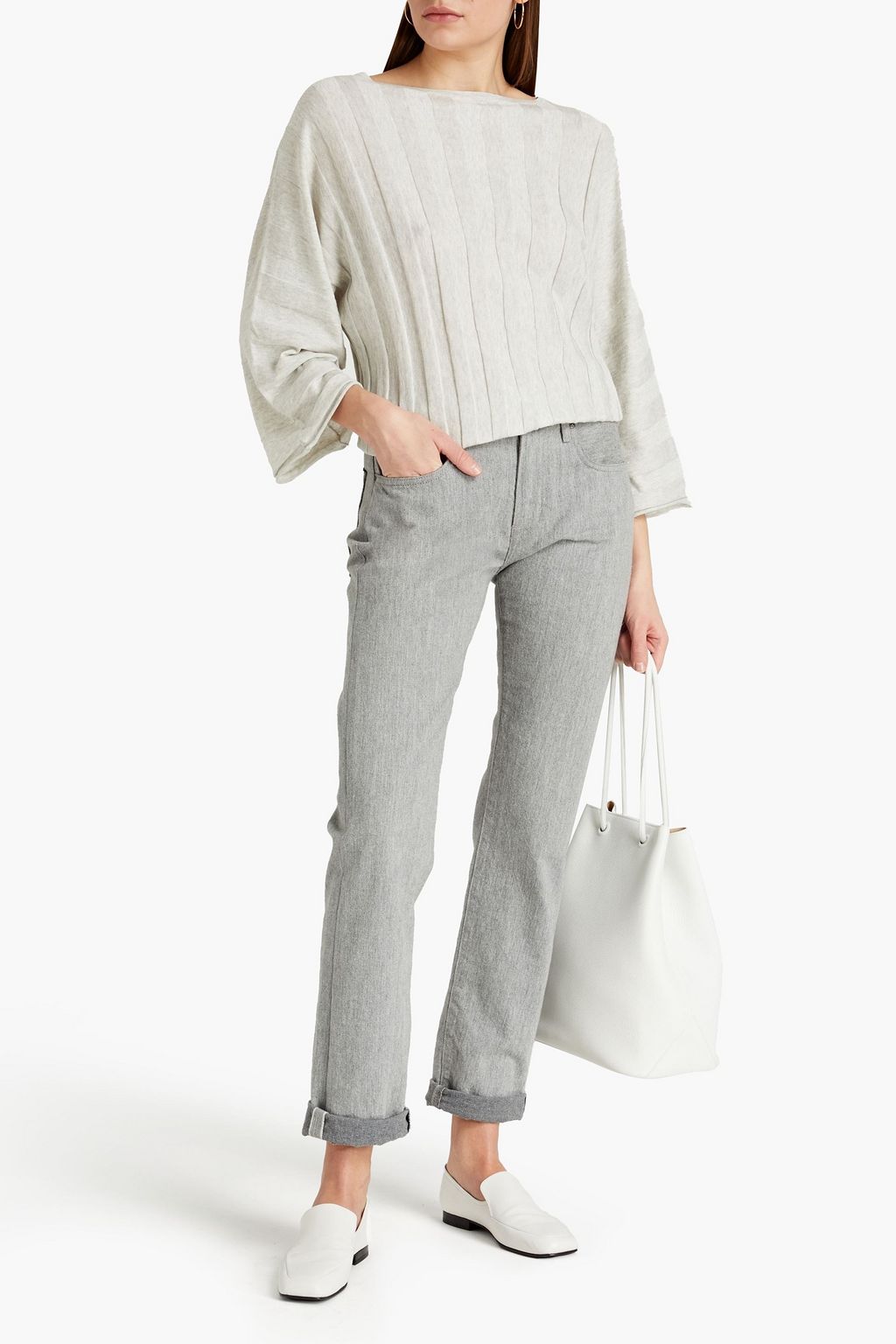 FABIANA FILIPPI Mélange ribbed silk and cotton-blend sweater