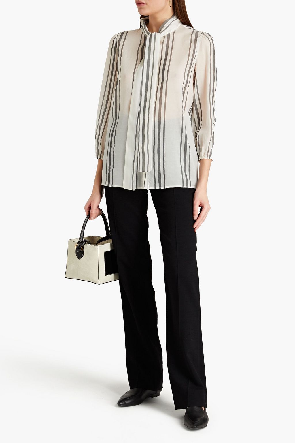 FABIANA FILIPPI Striped silk-chiffon blouse