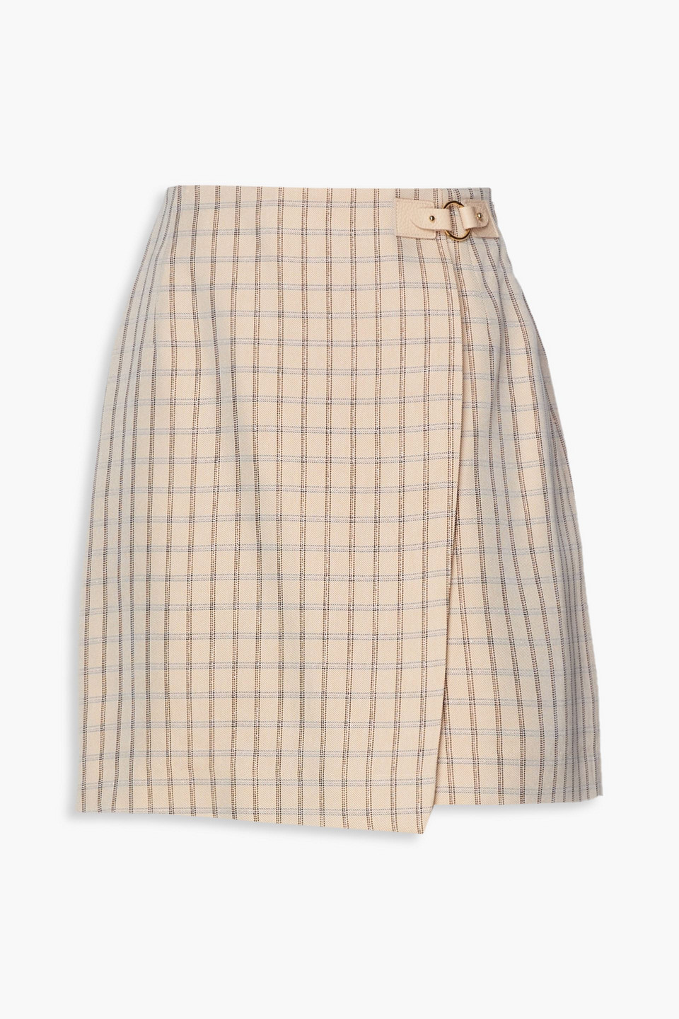 Checked twill mini wrap skirt