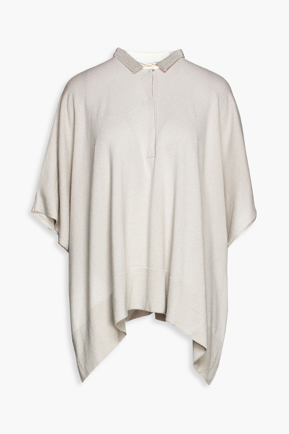 Fabiana Filippi Woman Oversized Bead-embellished Cashmere Polo Shirt Stone Size M