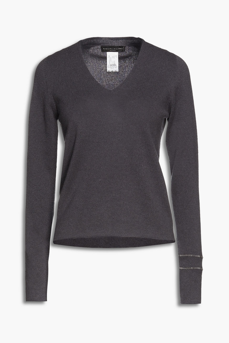 Fabiana Filippi Woman Bead-embellished Cashmere Sweater Dark Gray Size 40