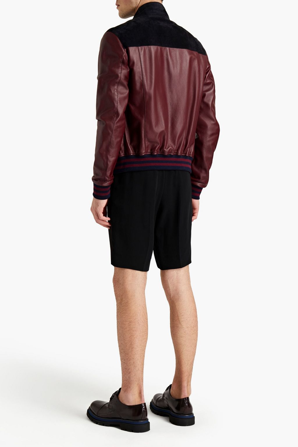 DOLCE&GABBANA Suede-paneled appliqued leather bomber jacket