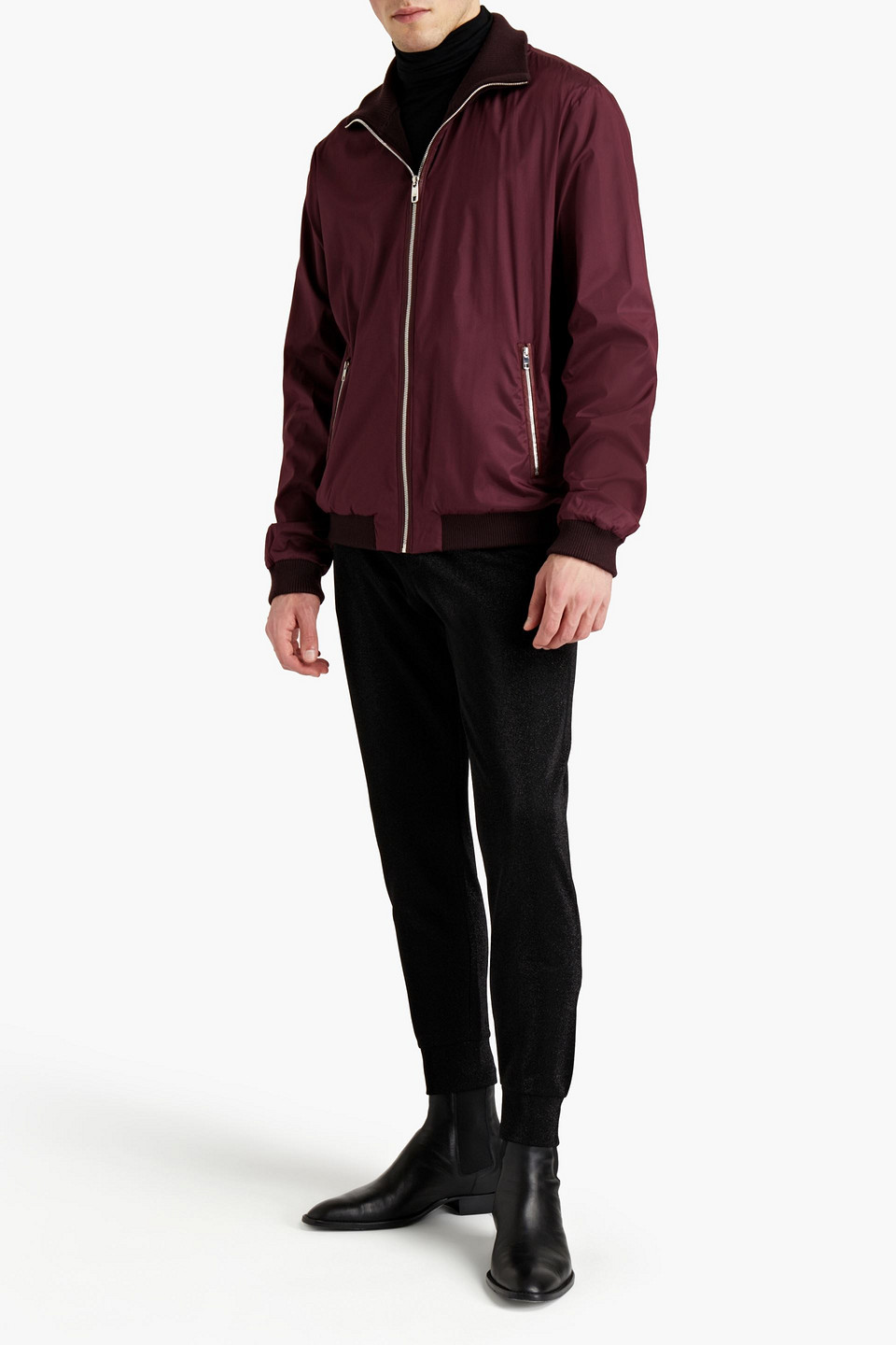 Dolce & Gabbana Man Silk-twill Bomber Jacket In Burgundy