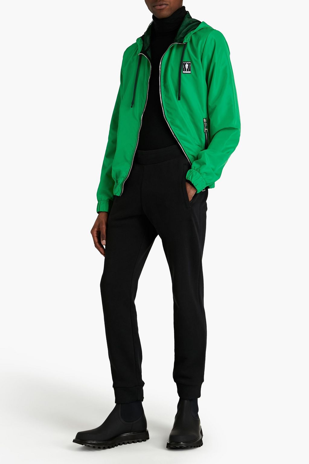 DOLCE & GABBANA Logo-appliquéd shell hooded track jacket