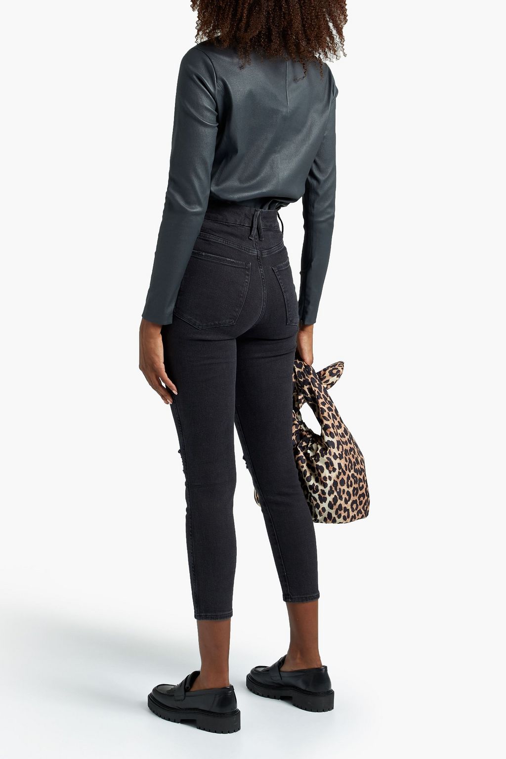 GOOD AMERICAN Good Curve Skinny Crop distressed high-rise skinny jeans