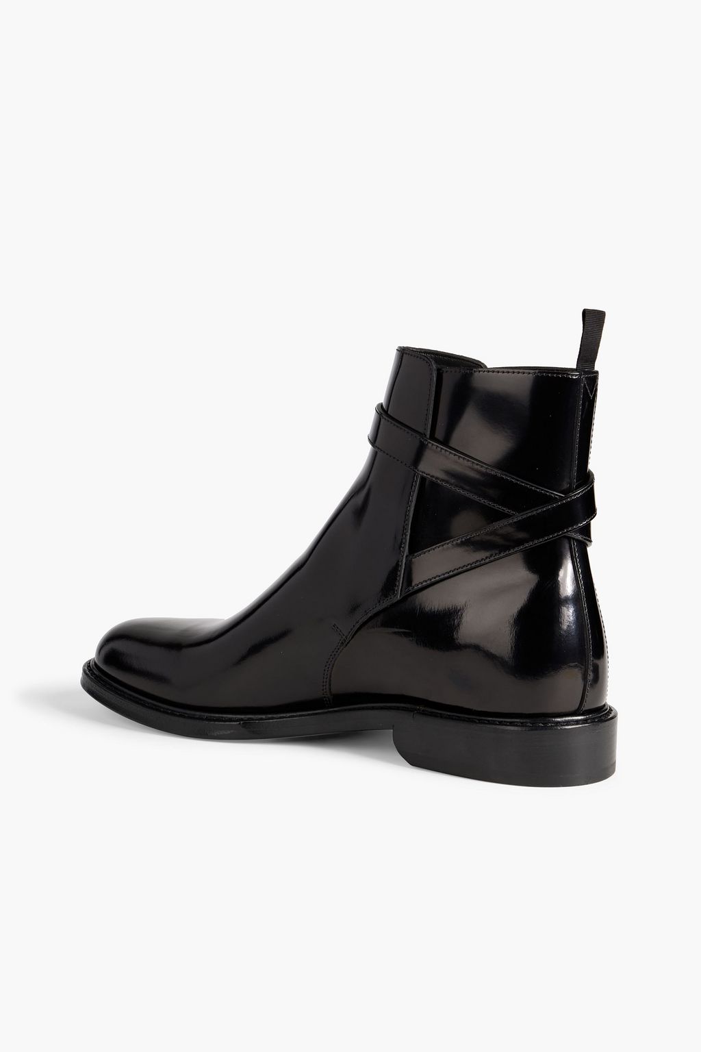 SAINT LAURENT Glossed-leather ankle boots