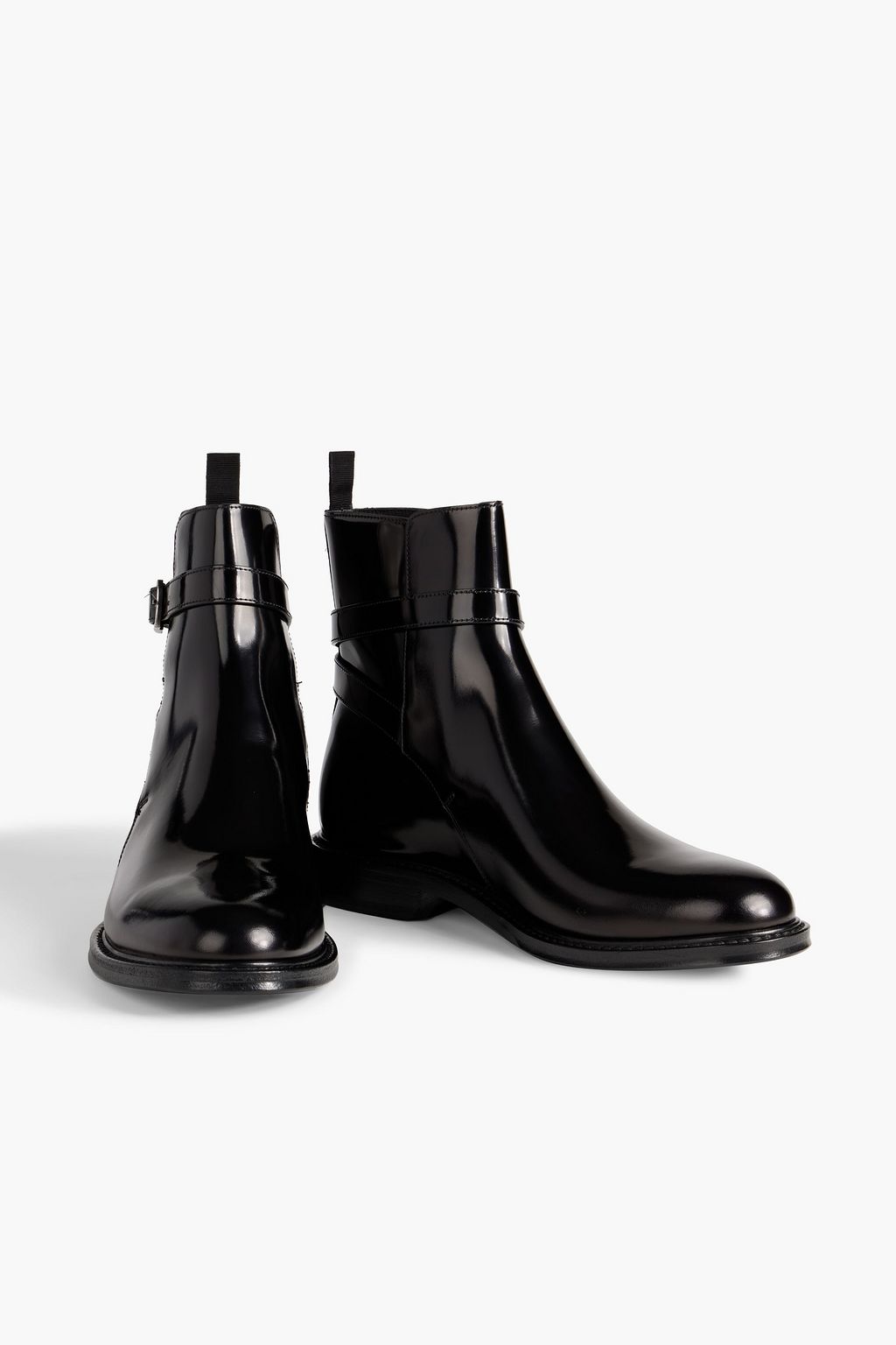 SAINT LAURENT Glossed-leather ankle boots