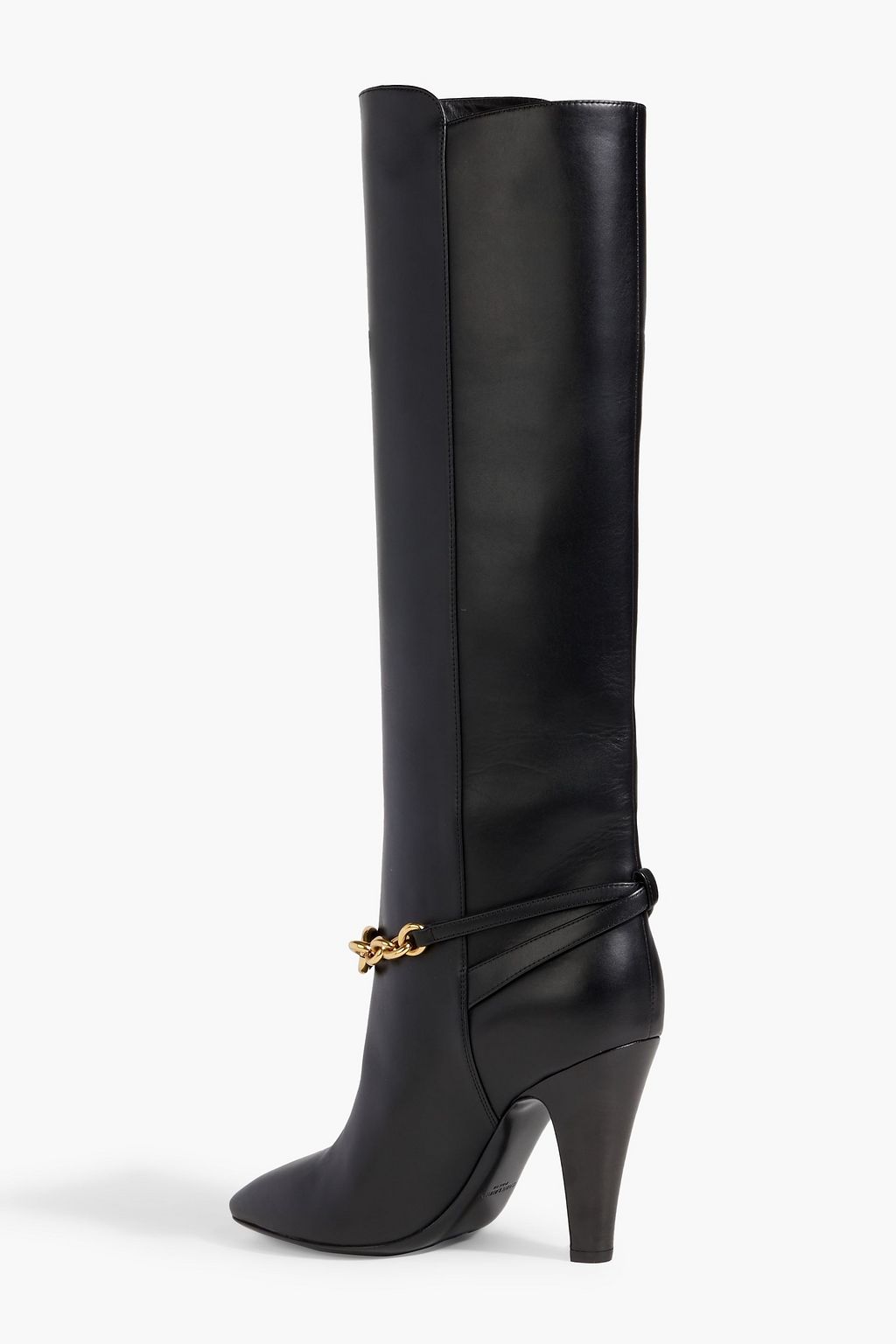 SAINT LAURENT Maillon chain-embellished leather knee boots