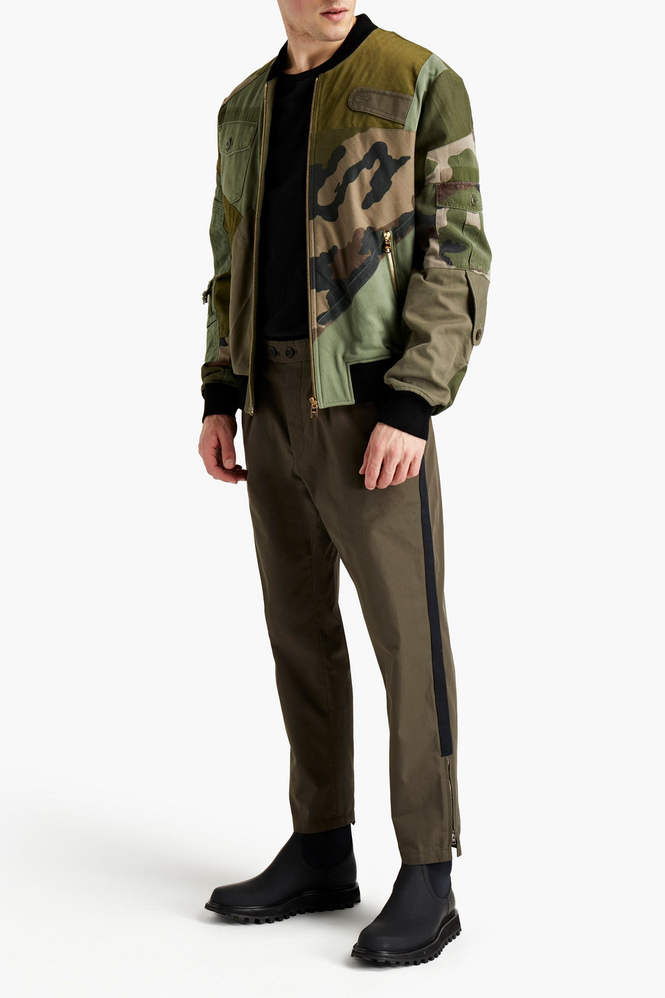 Dolce & Gabbana Man Patchwork-effect Camouflage-print Cotton Jacket In Green