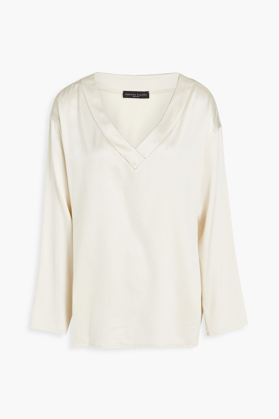 Fabiana Filippi Woman Bead-embellished Silk-blend Satin Top Ivory Size 40
