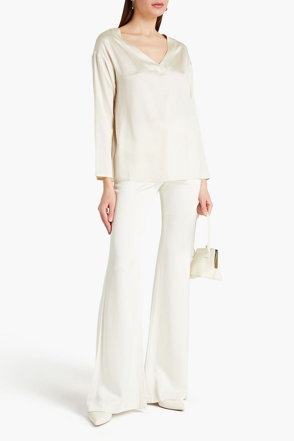 FABIANA FILIPPI Bead-embellished silk-blend satin top