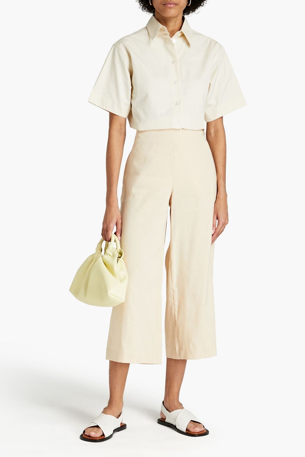 VINCE. Slub linen-blend culottes