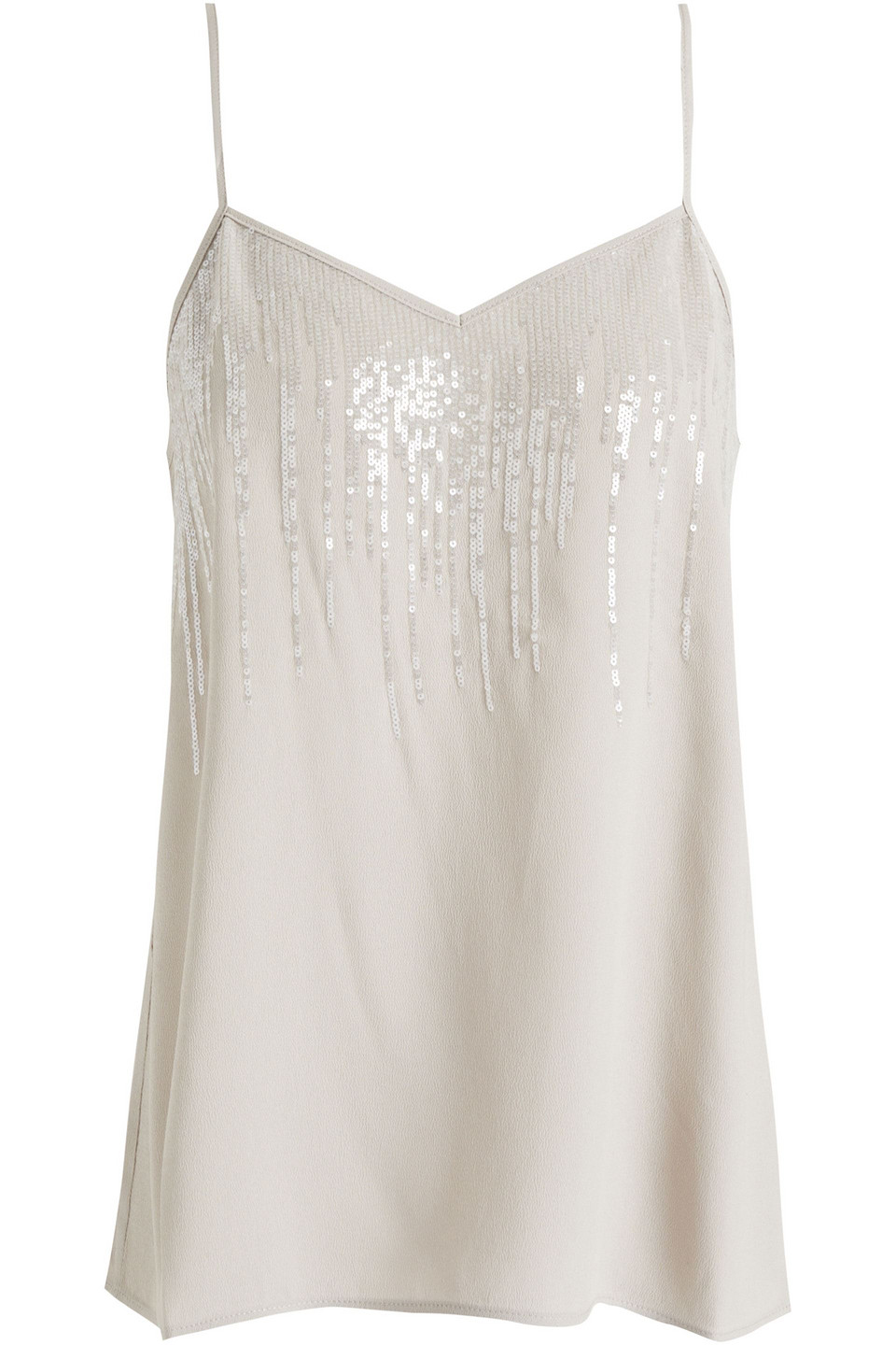 Fabiana Filippi Woman Sequin-embellished Crepe De Chine Camisole Stone Size 42