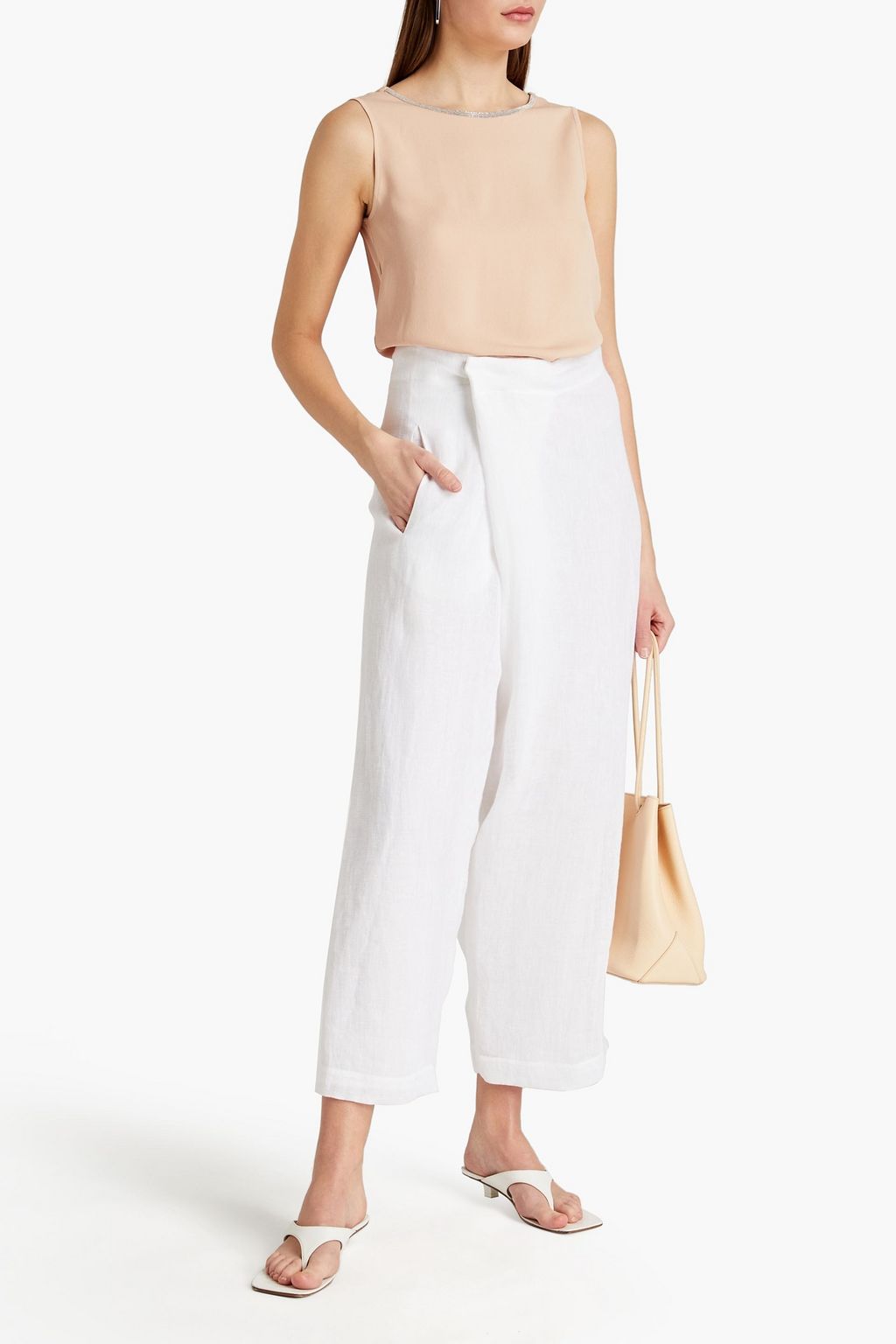 FABIANA FILIPPI Bead-embellished crepe de chine top