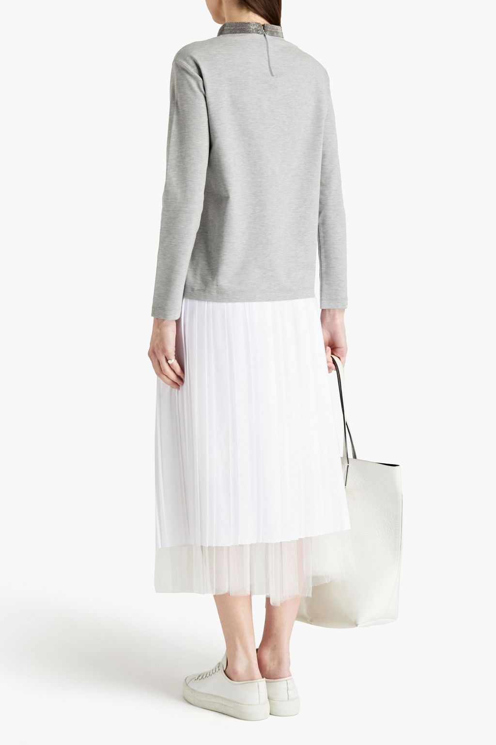 FABIANA FILIPPI Bead-embellished cotton-blend jersey top