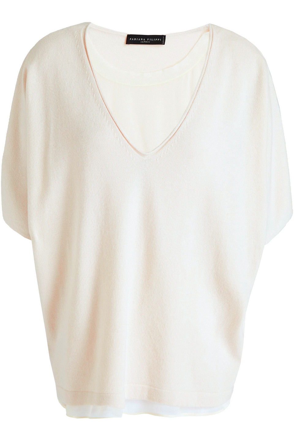 Fabiana Filippi Woman Chiffon-paneled Cashmere Sweater Ivory Size 48