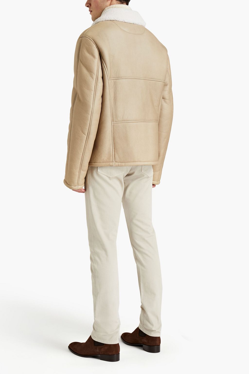 DOLCE&GABBANA Shearling-trimmed textured-leather jacket
