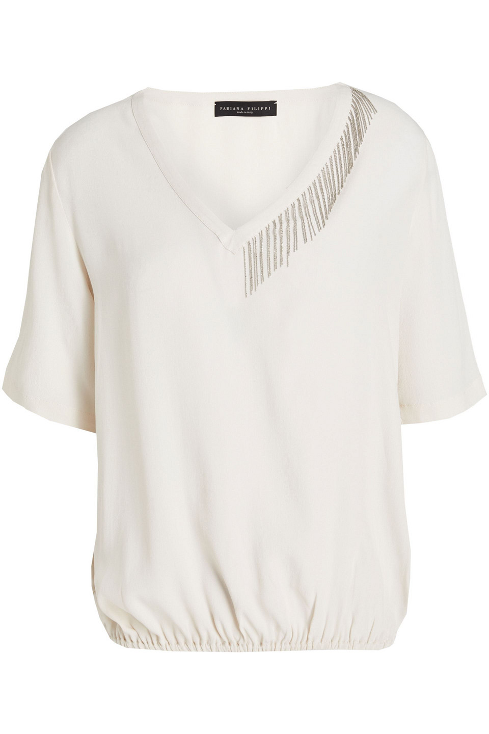 Fabiana Filippi Woman Bead-embellished Crepe De Chine Top Ecru Size 44