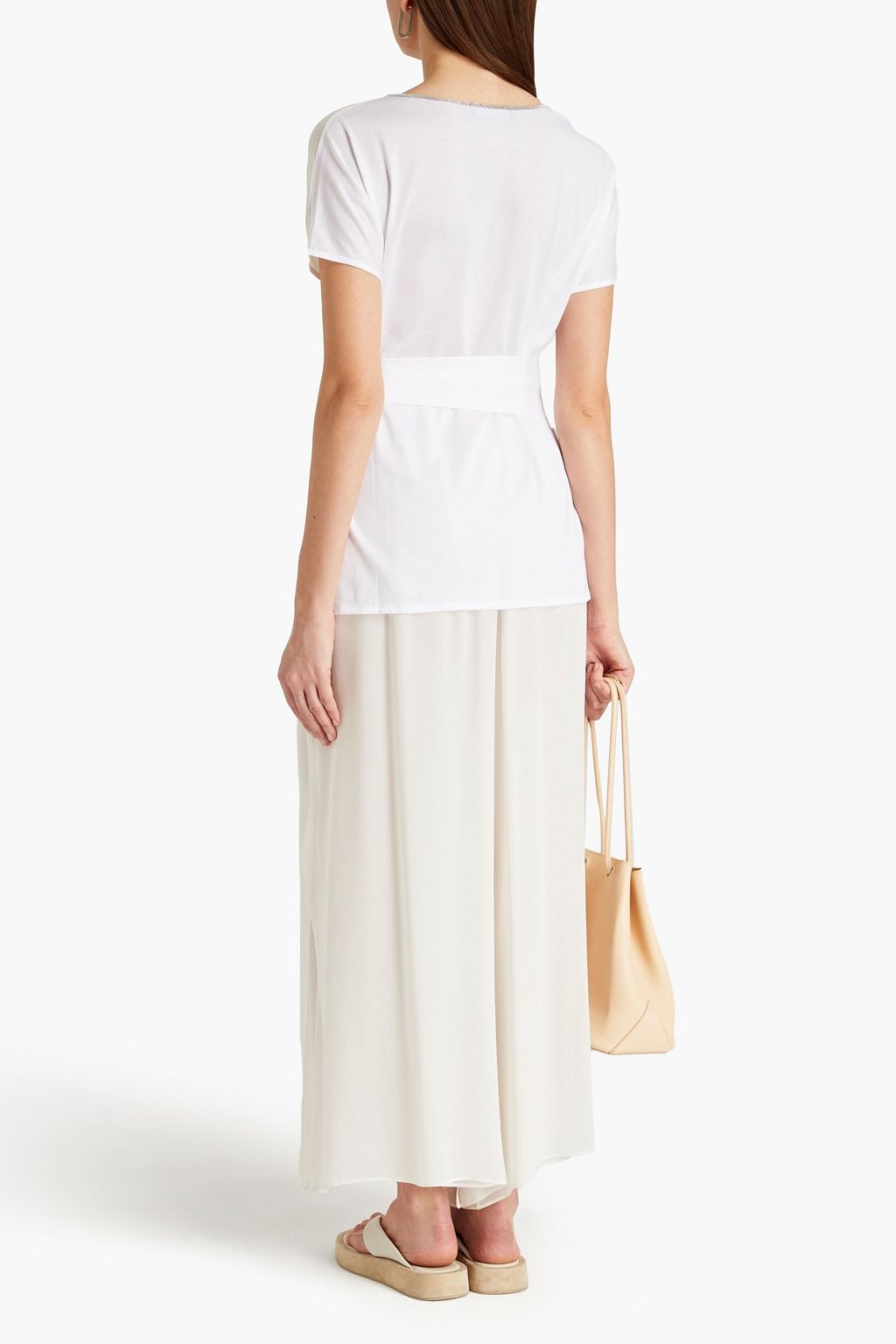 FABIANA FILIPPI Jersey-paneled silk-blend georgette top