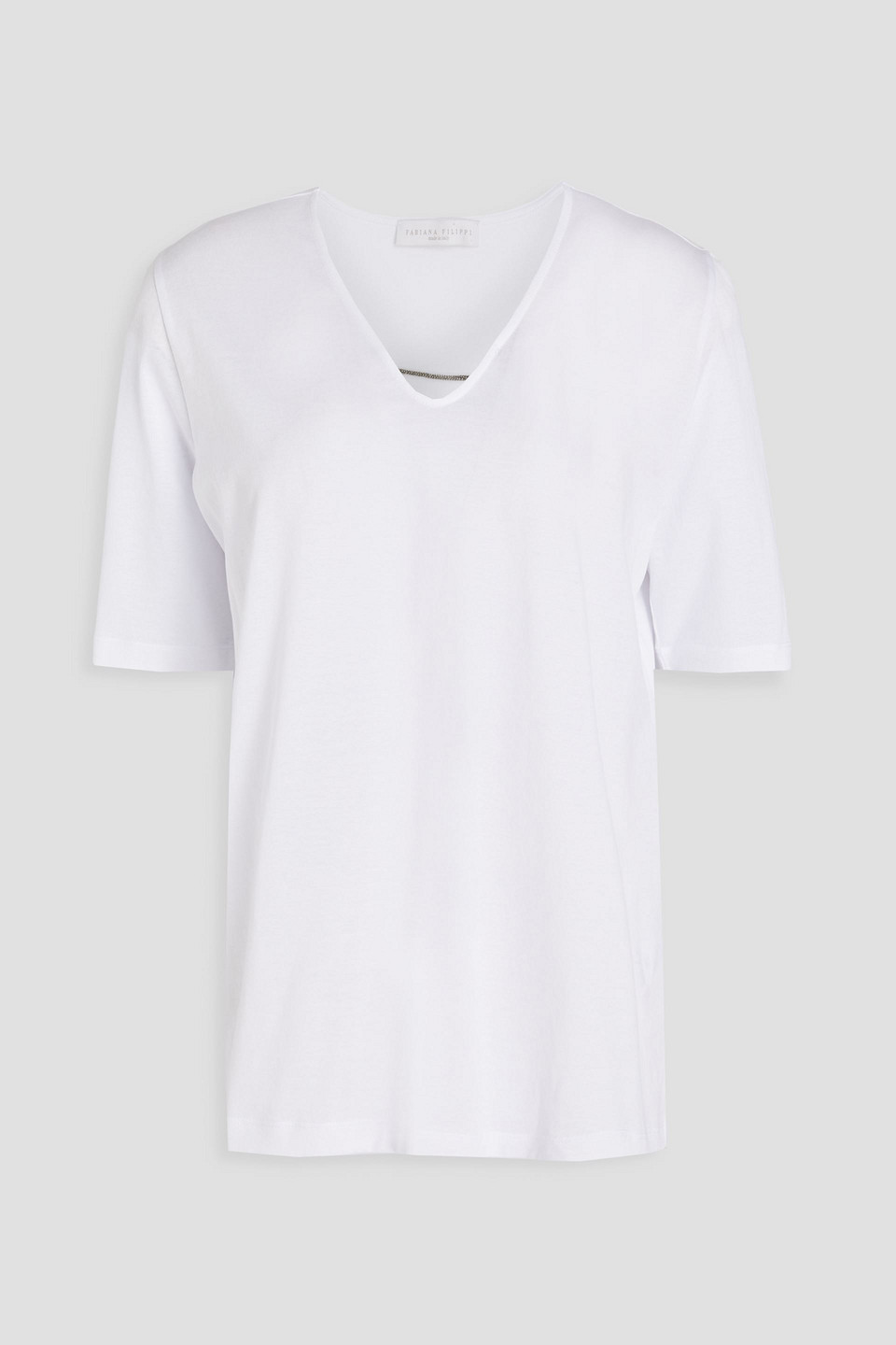 Fabiana Filippi Woman Bead-embellished Cotton-jersey Top White Size 40