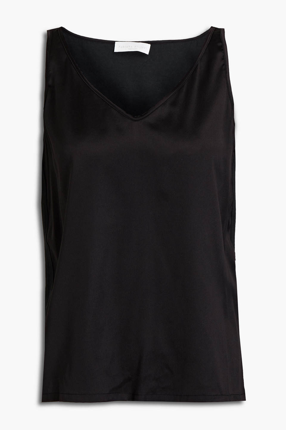 Fabiana Filippi Woman Jersey-paneled Silk-blend Satin Top Black Size 44