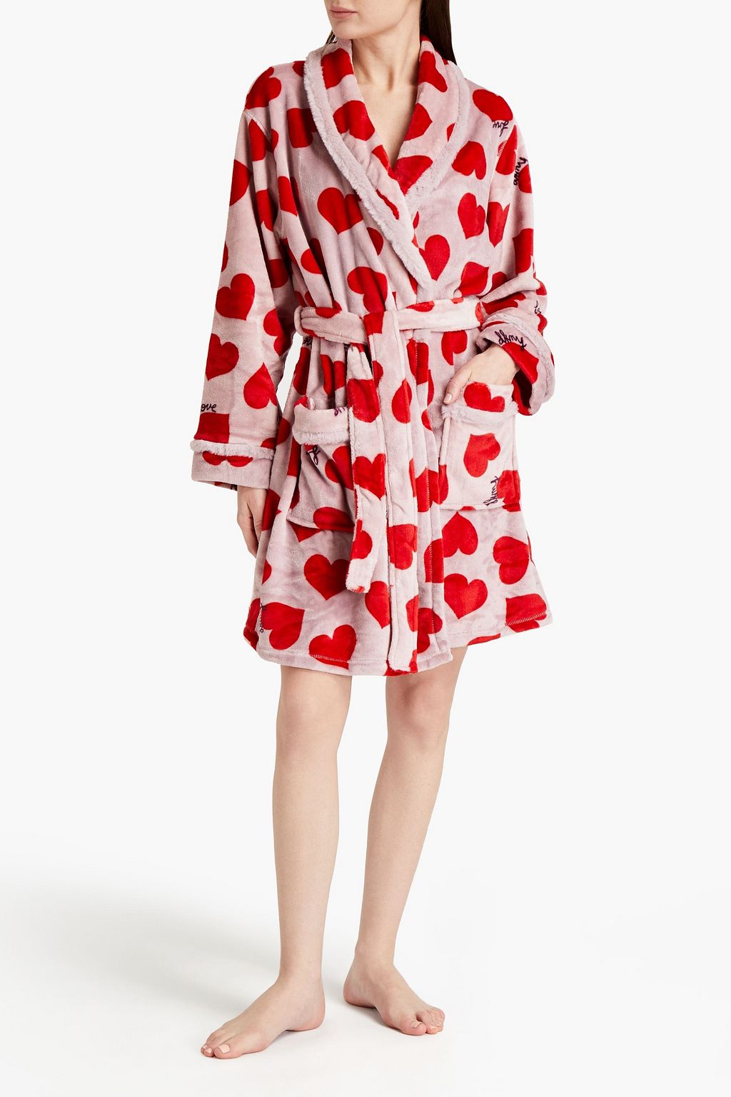 DKNY Zebra-print fleece robe