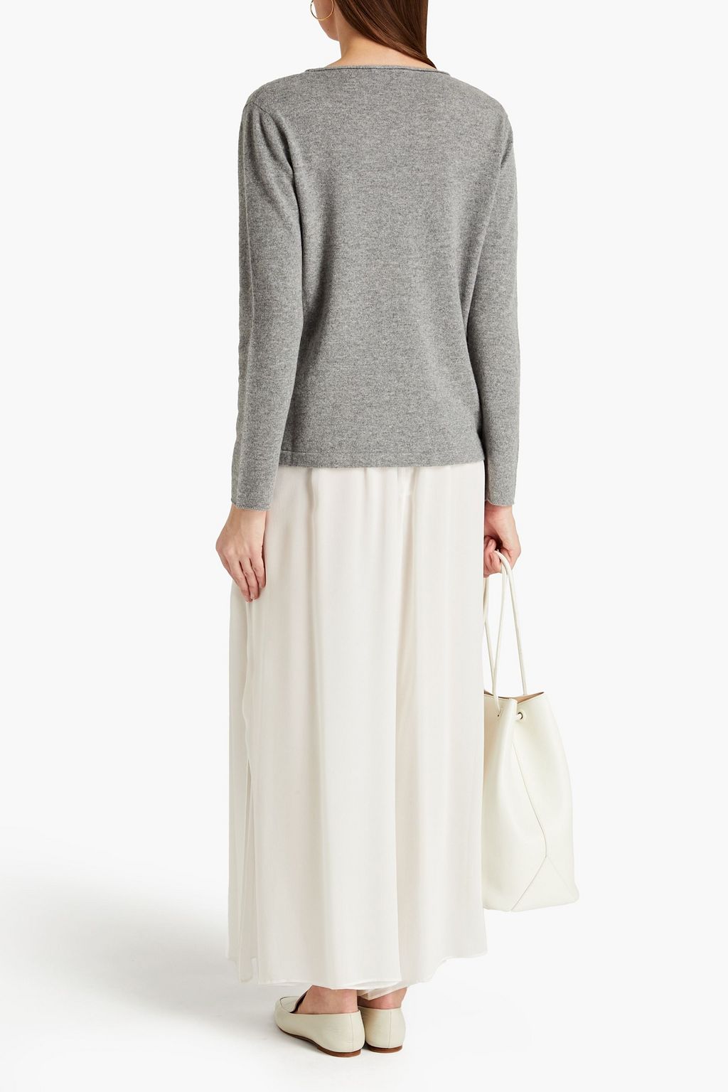 FABIANA FILIPPI Chiffon-paneled mélange cashmere sweater