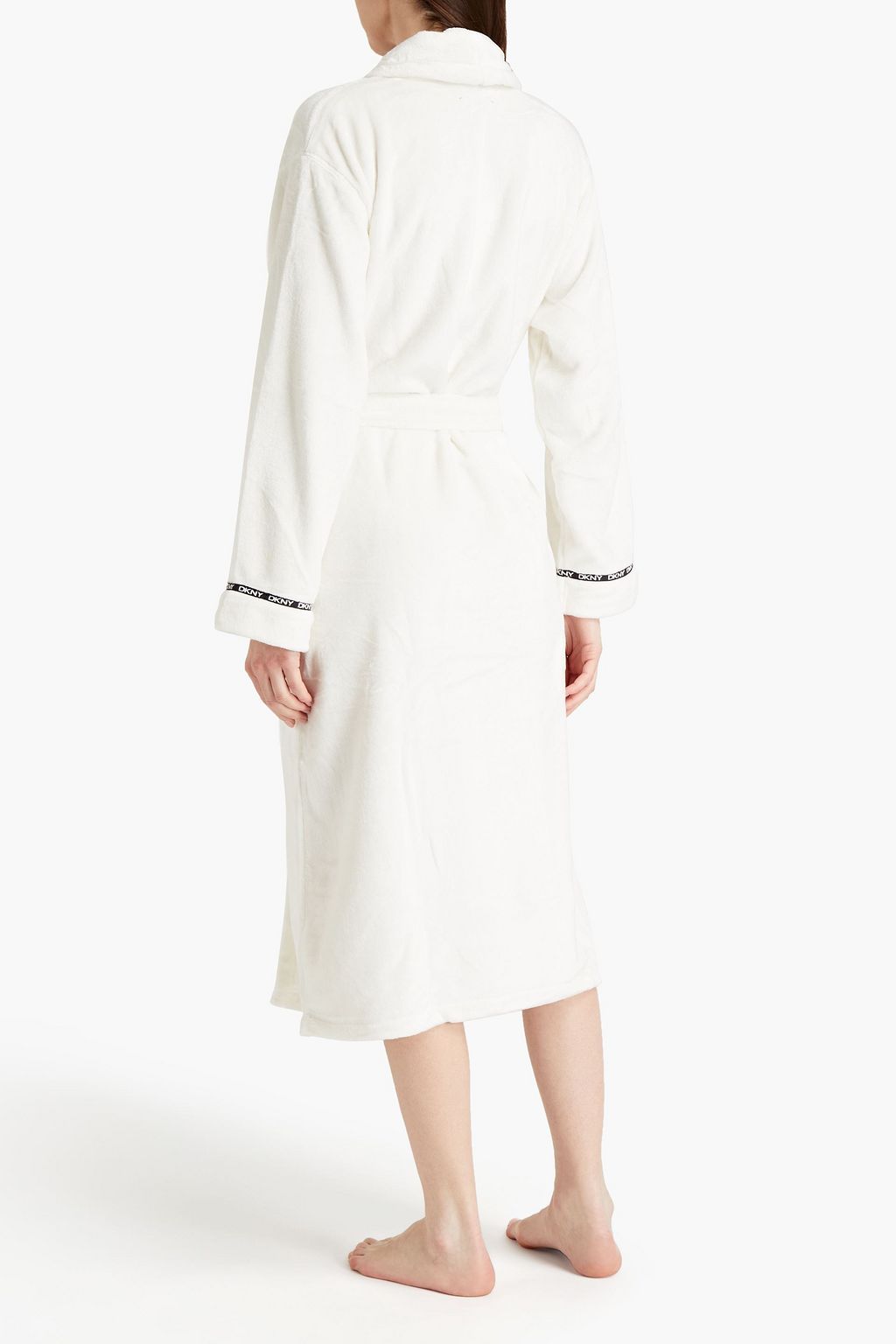 DKNY Monogram-trimmed fleece robe
