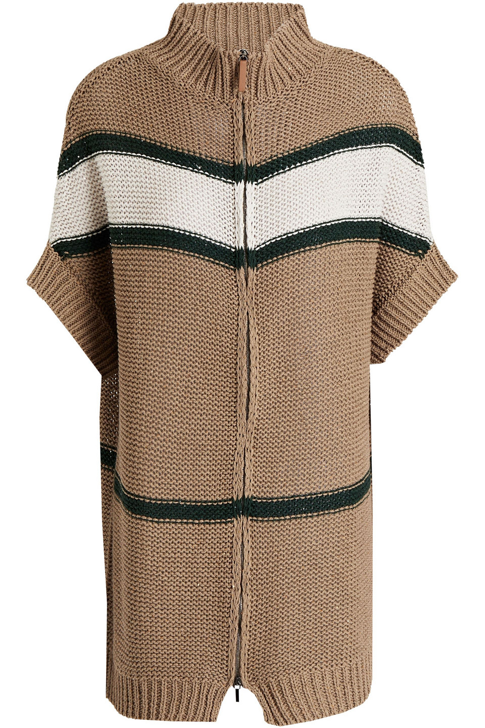 Fabiana Filippi Woman Sequin-embellished Striped Cotton Cardigan Sand Size 42