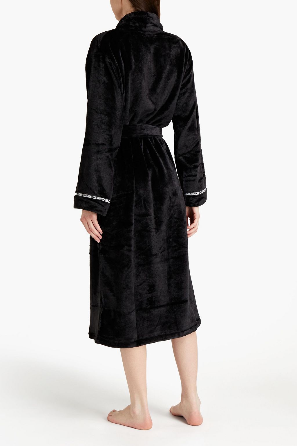 DKNY Monogram-trimmed fleece robe