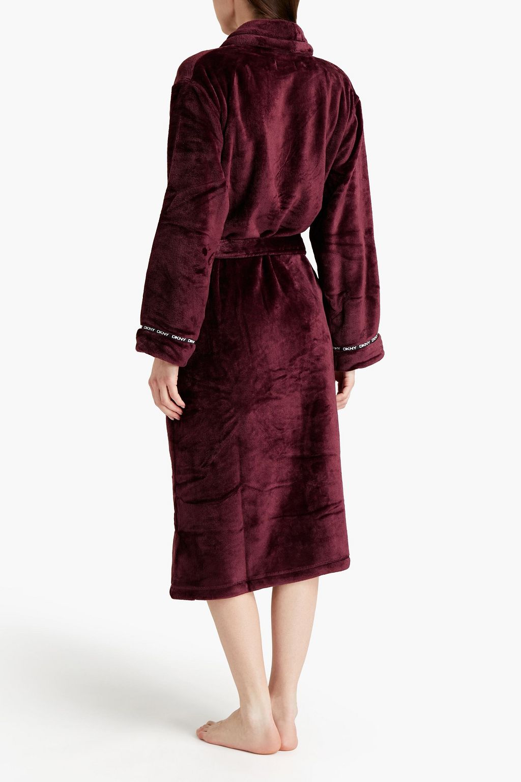 DKNY Monogram-trimmed fleece robe