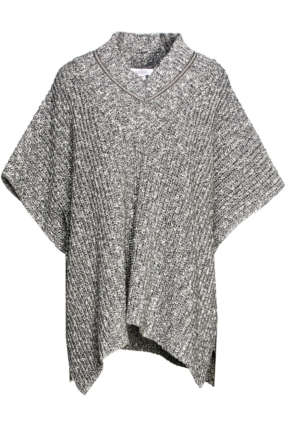 Fabiana Filippi Woman Ribbed Mélange Cotton-blend Poncho Anthracite Size ONESIZE