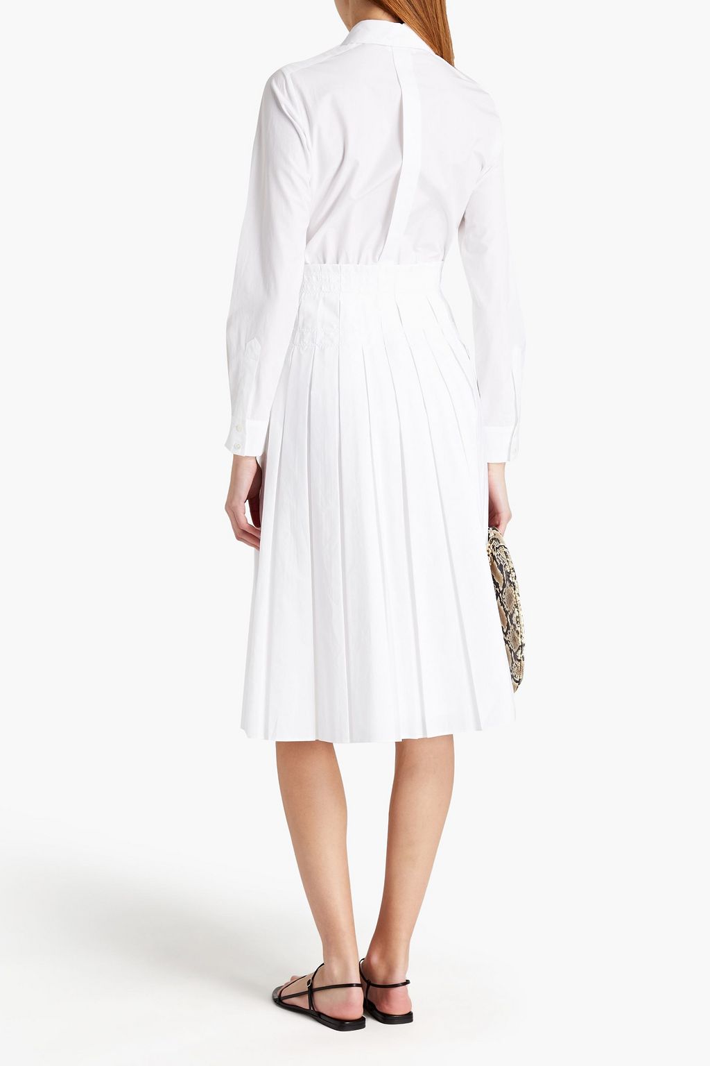 LORO PIANA Nicky pleated cotton-poplin midi shirt dress