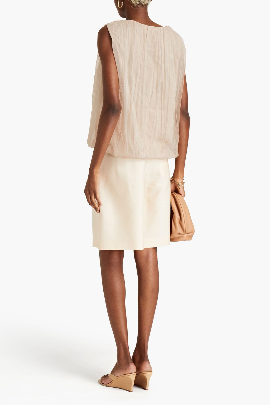FABIANA FILIPPI Bead-embellished plissé-tulle top