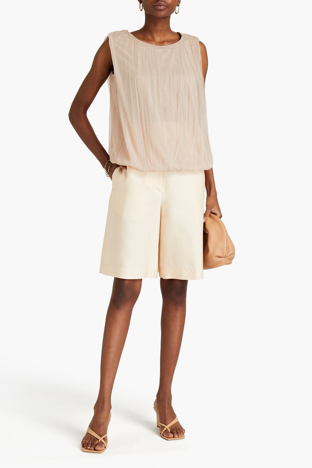 FABIANA FILIPPI Bead-embellished plissé-tulle top