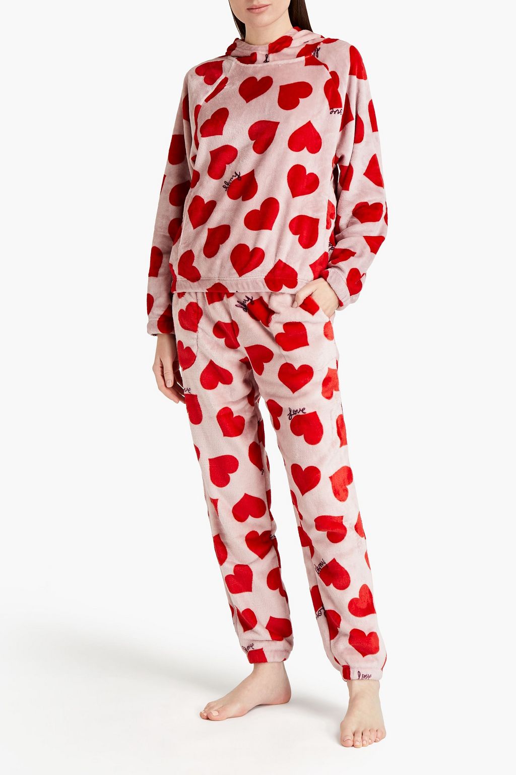 DKNY Printed fleece hooded pajama set
