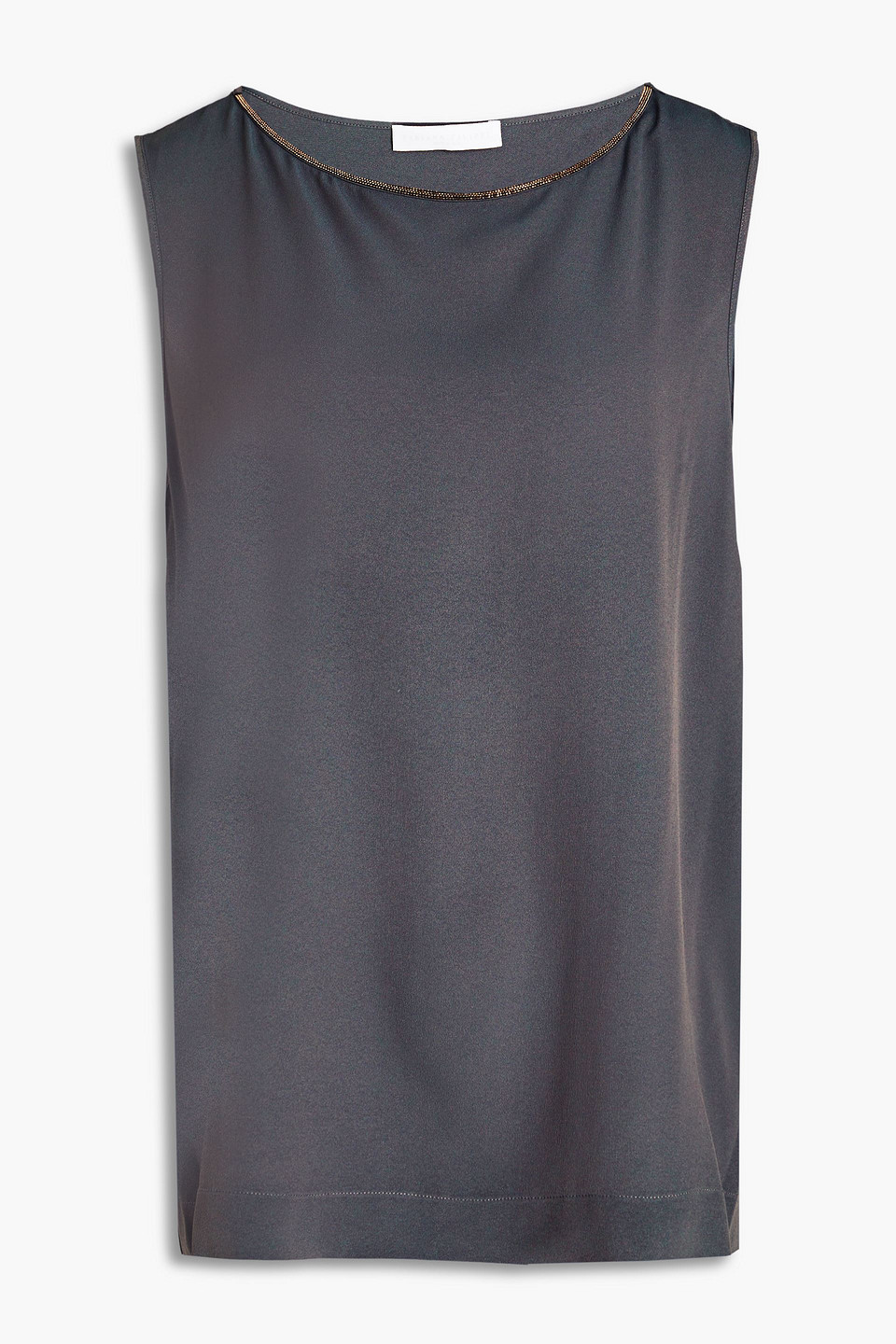 Fabiana Filippi Woman Bead-embellished Crepe De Chine Top Anthracite Size 38