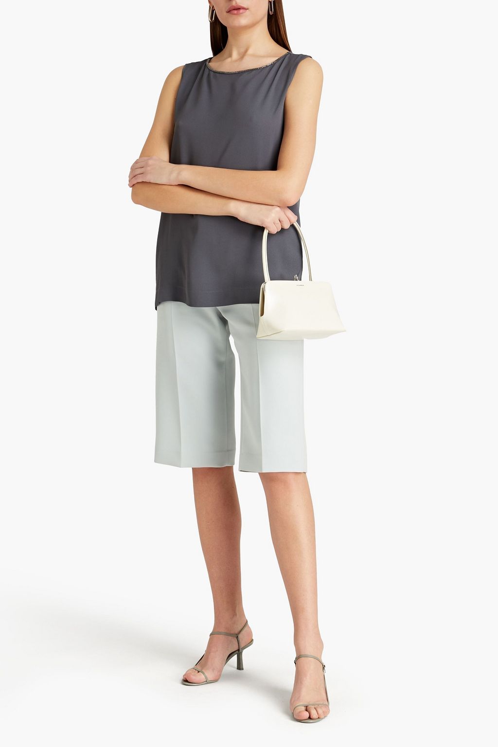 FABIANA FILIPPI Bead-embellished crepe de chine top
