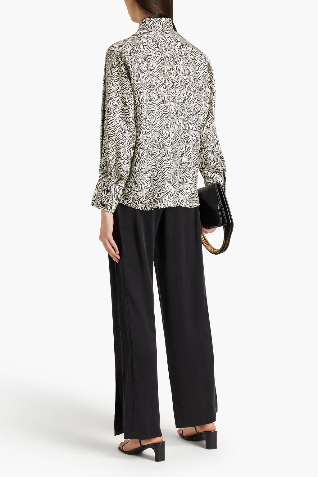 SANDRO Printed silk-twill shirt