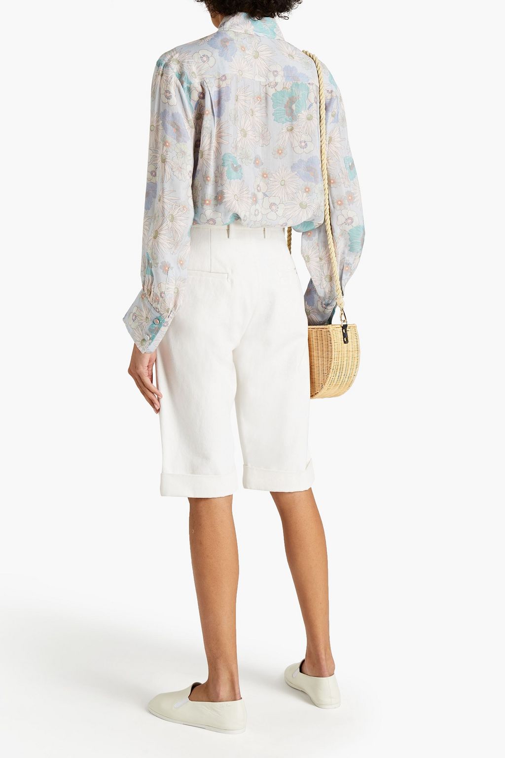 SANDRO Melisse floral-print crepe shirt