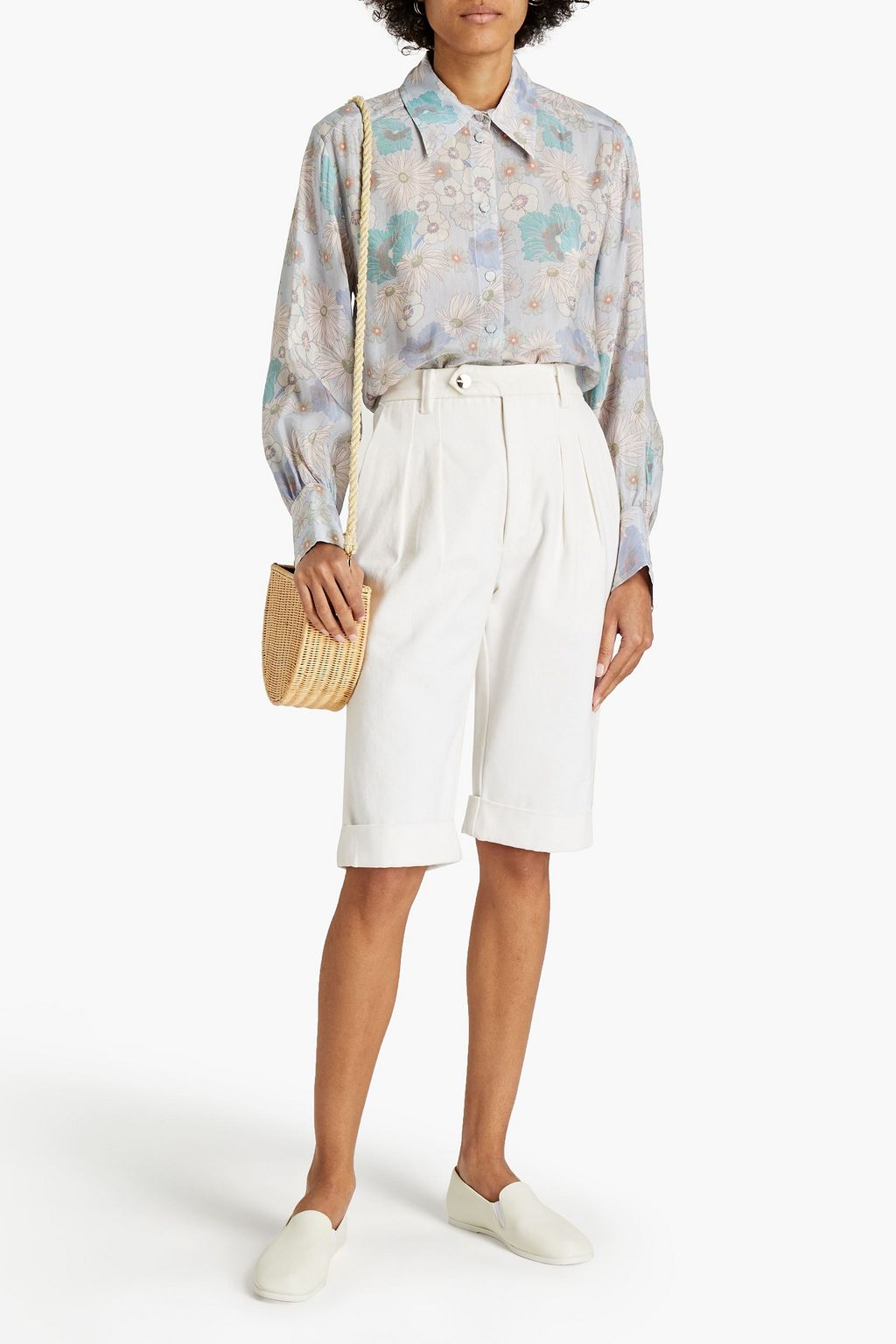 SANDRO Melisse floral-print crepe shirt