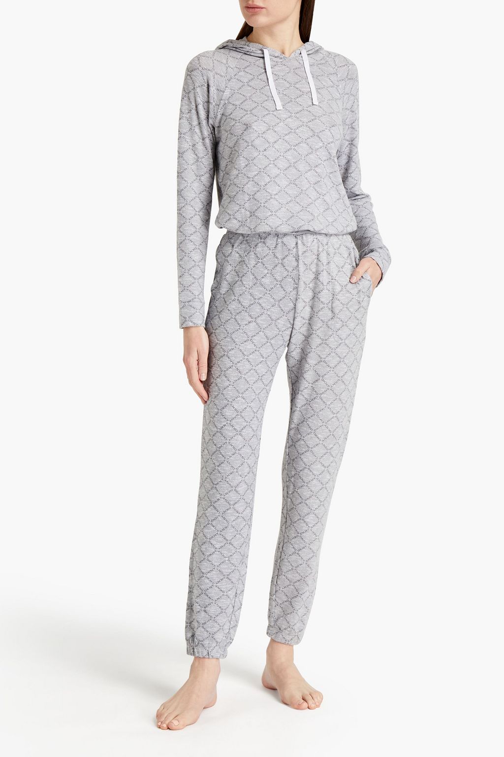 DKNY Printed jersey hooded pajama set