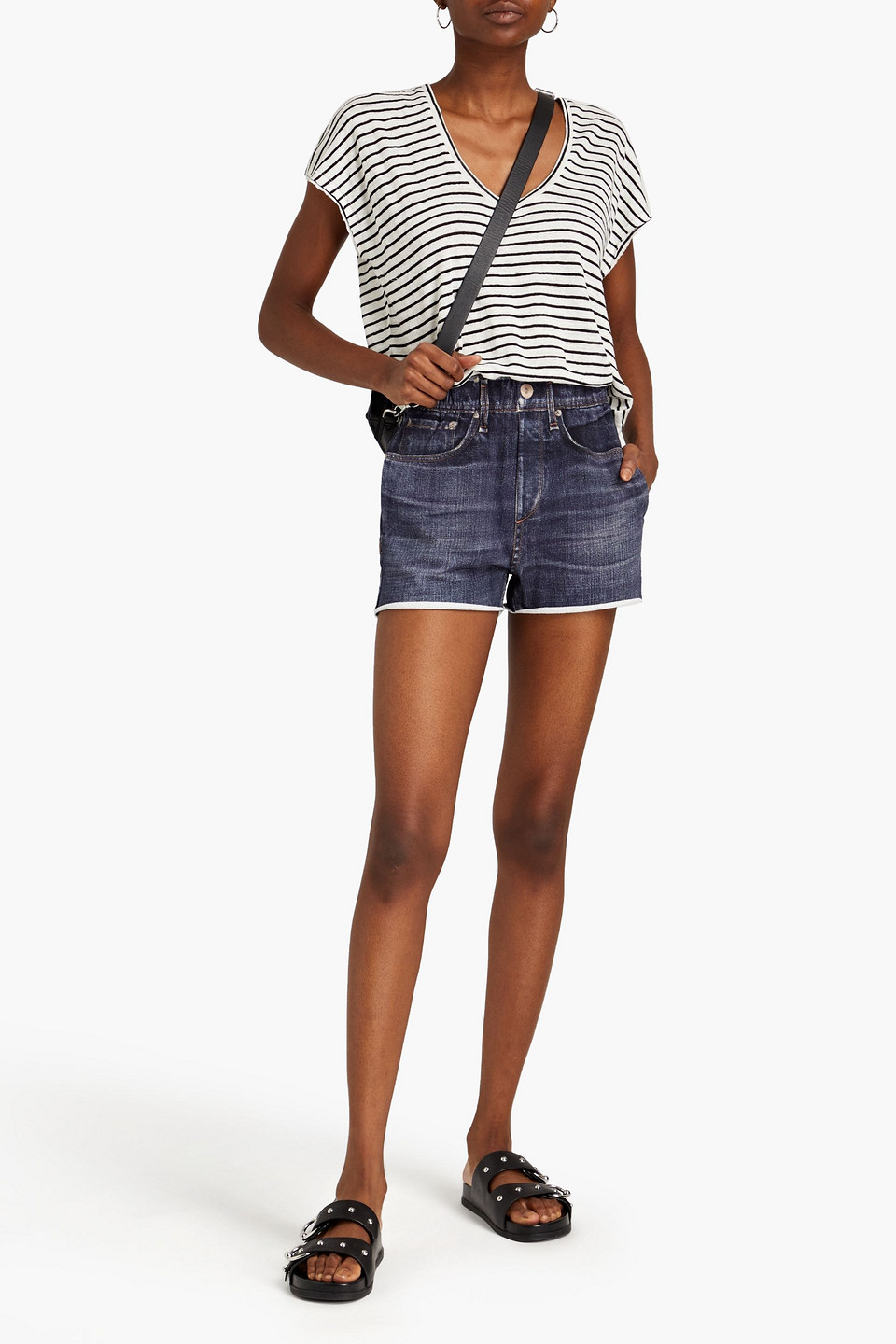 Rag & Bone Miramar Printed French Cotton-terry Shorts In Glasshill