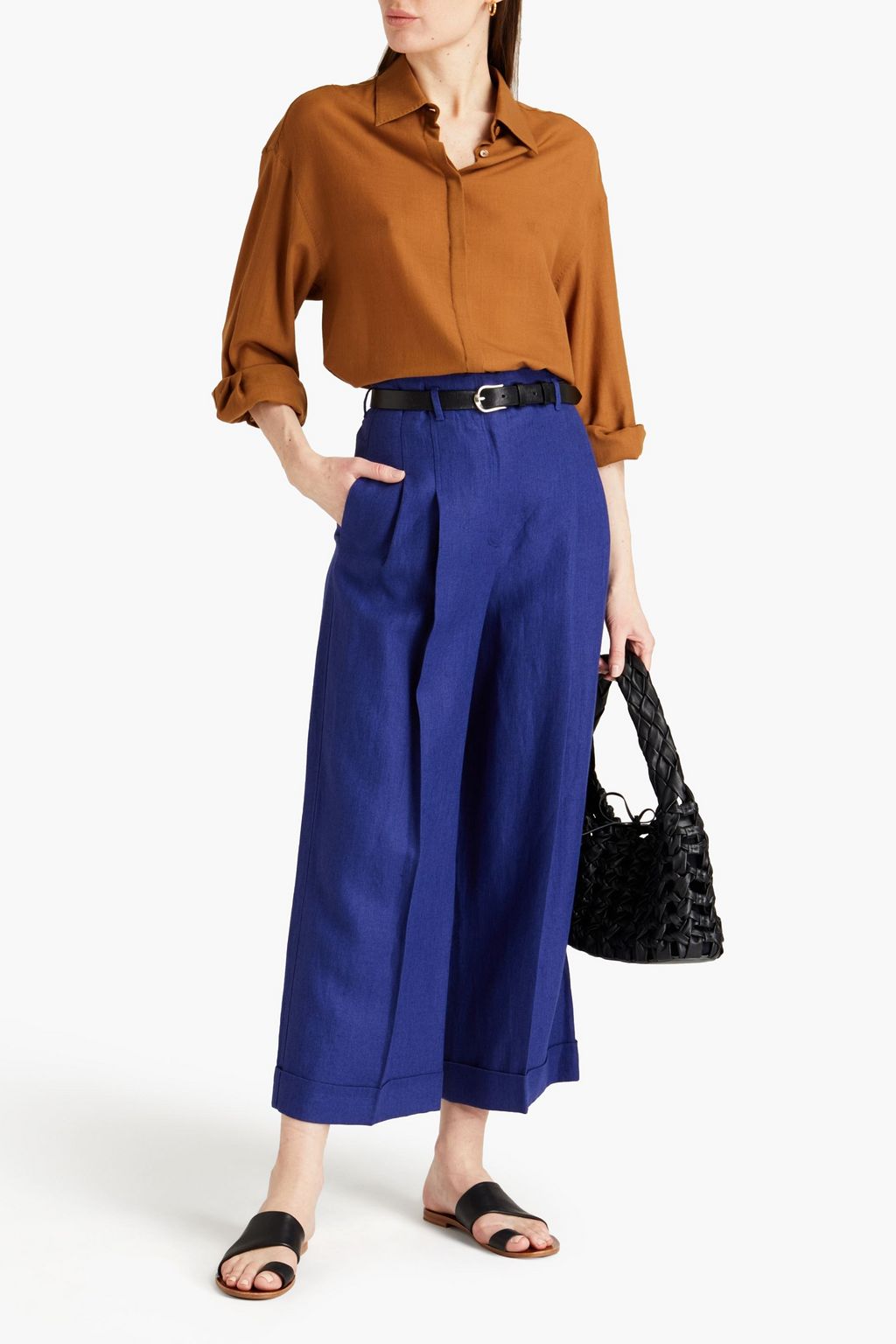 LORO PIANA Killian pleated linen wide-leg pants