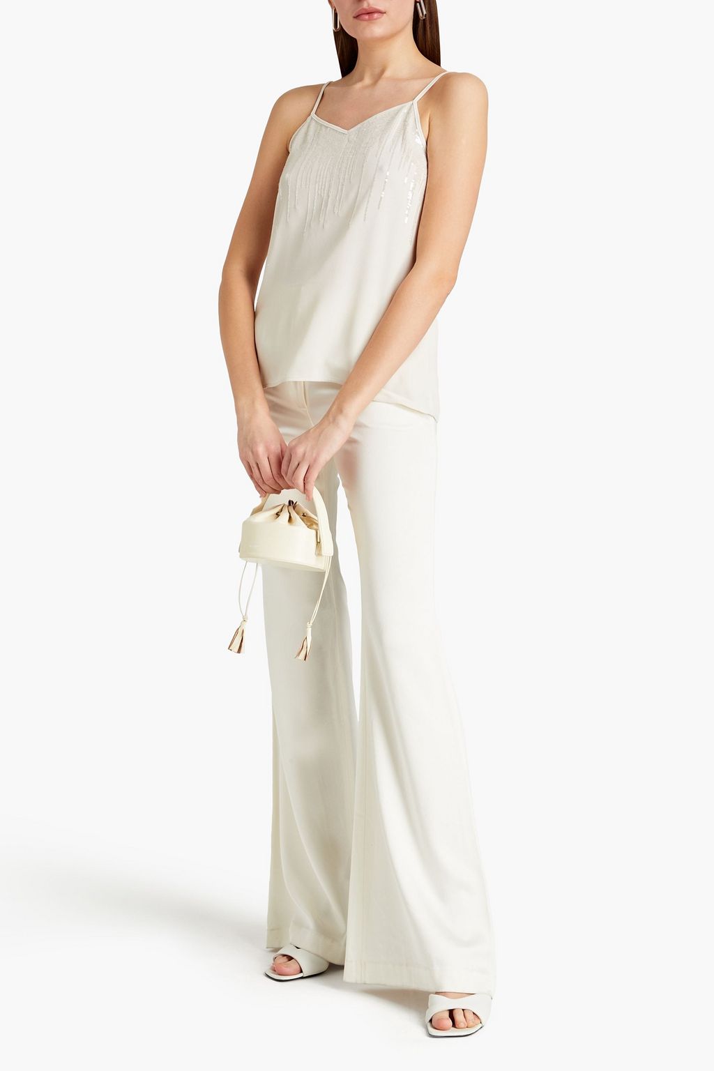 FABIANA FILIPPI Sequin-embellished crepe de chine camisole