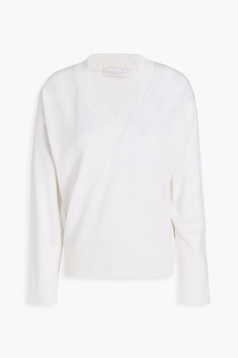Fabiana Filippi Woman Sequin-embellished Cashmere Sweater Off-white Size 38