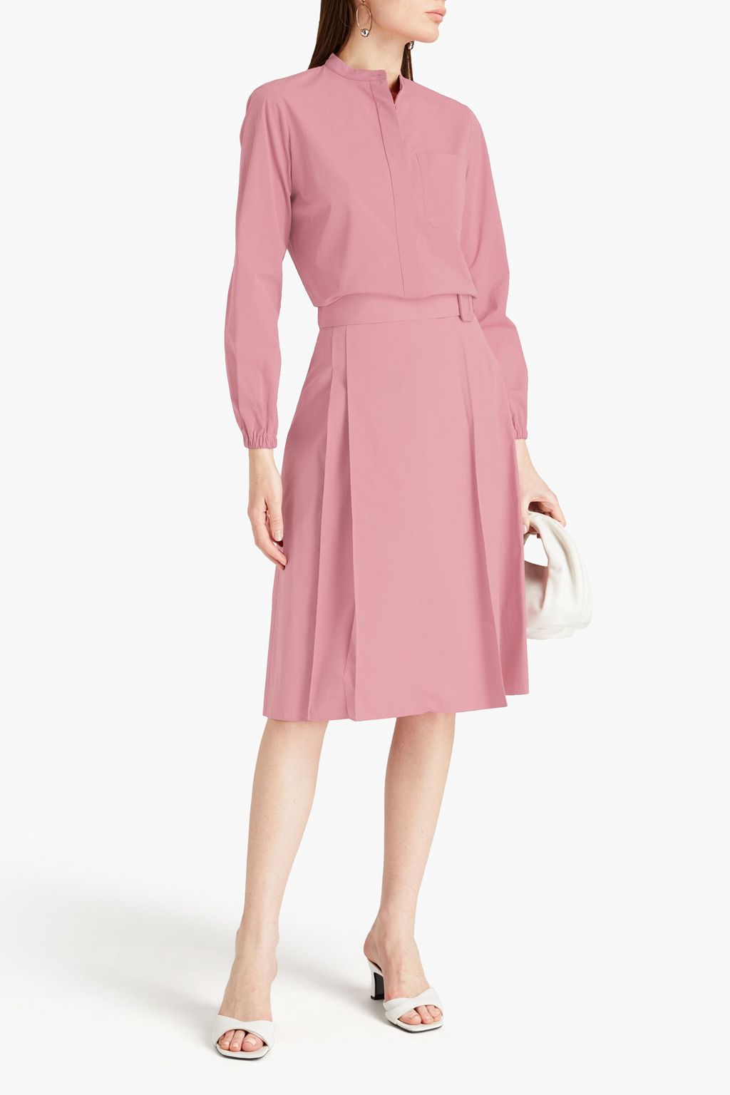 LORO PIANA Ophelia belted cotton and silk-blend wrap skirt