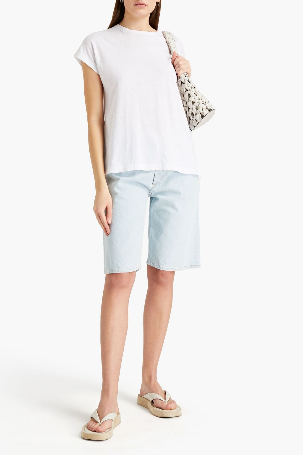 VINCE. Cotton and linen-blend jersey T-shirt